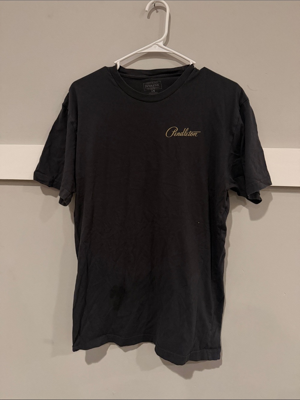 Pendleton Black Short Sleeve Crewneck Tee with Gold Script
